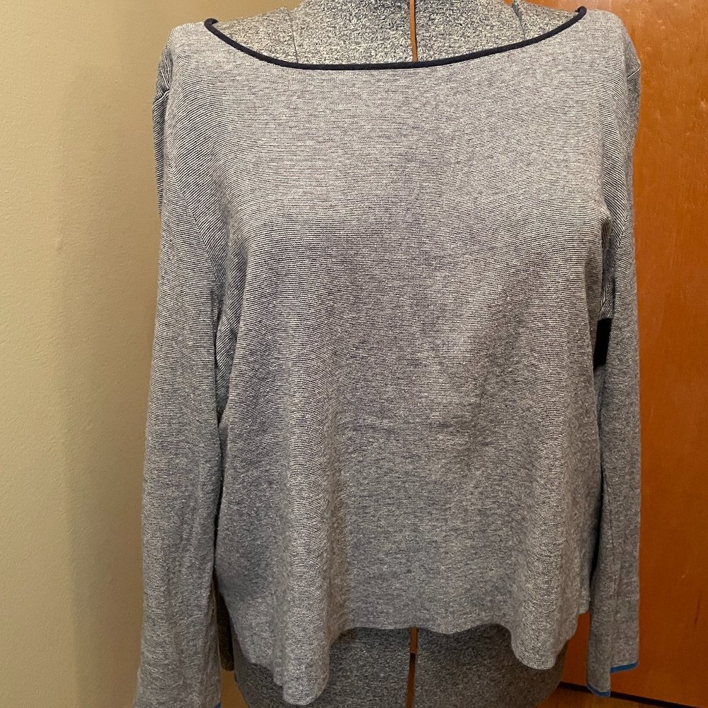 Gap Cotton Jersey Knit Pinstripe Sweater with Contrast Trim Tunic Style Sz XXL